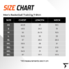 Size Chart for Men's Basketball Training T Shirt