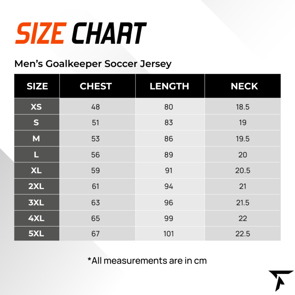 Men's Goalkeeper Soccer jersey_Size Chart