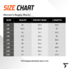 Size Chart for Women's Rugby Shorts