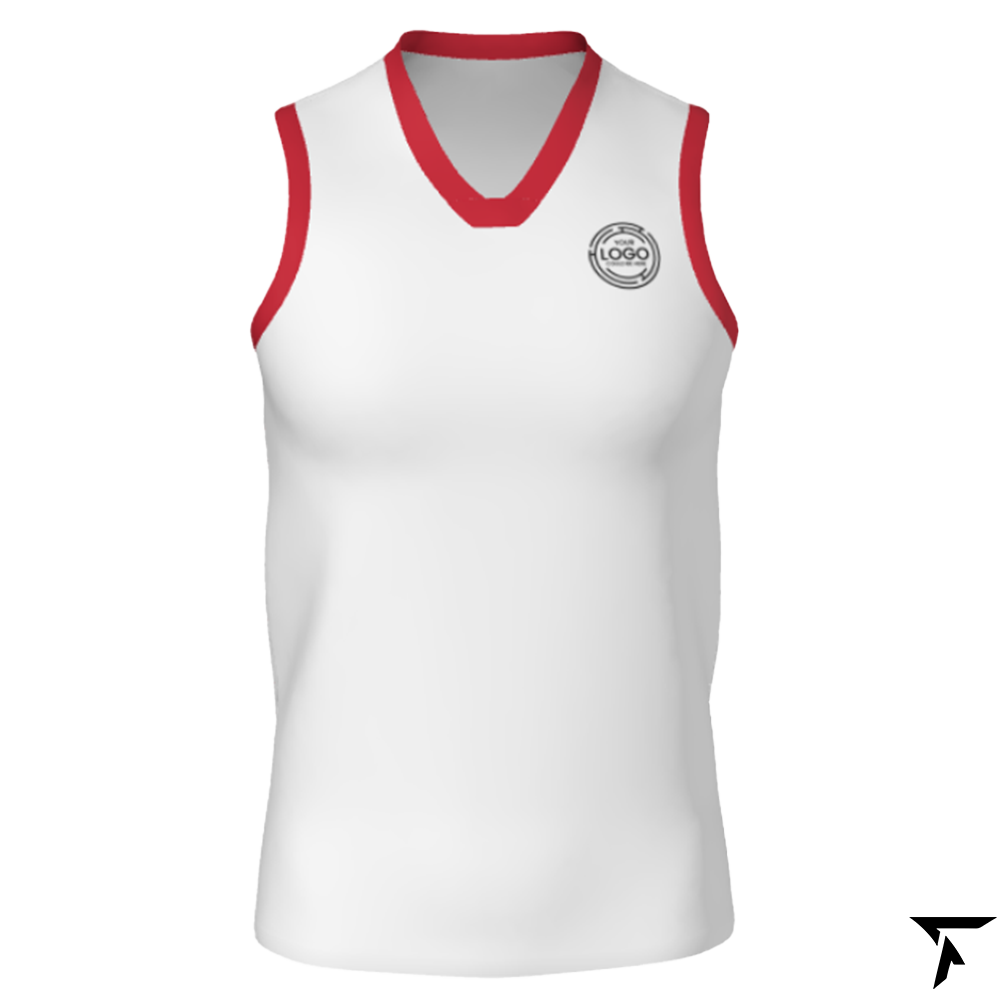 Men's Basketball Training Singlet - White and Red