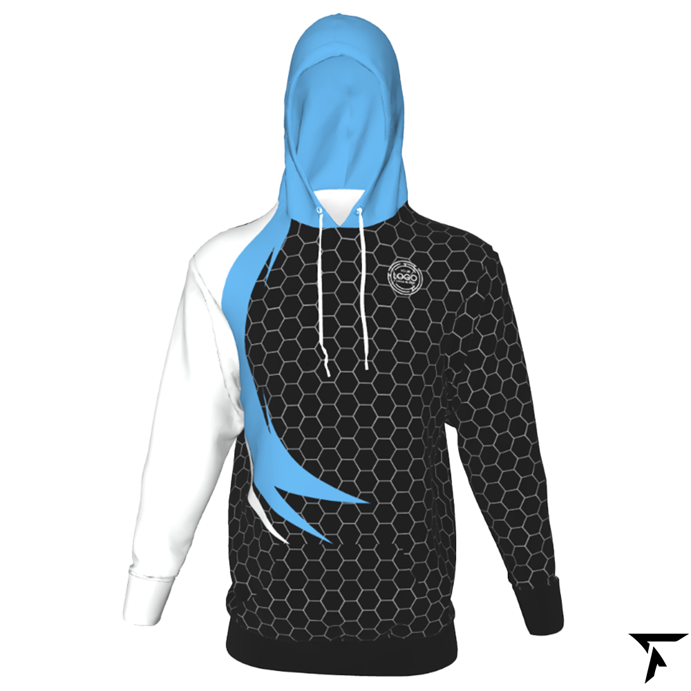 Custom Hoodie for Men - Black, White and Blue