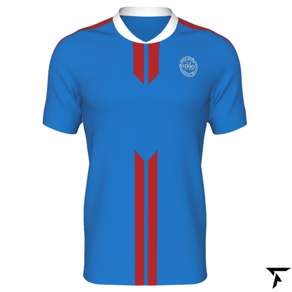 Customisable Soccer Jerseys - Blue with Red Stripes