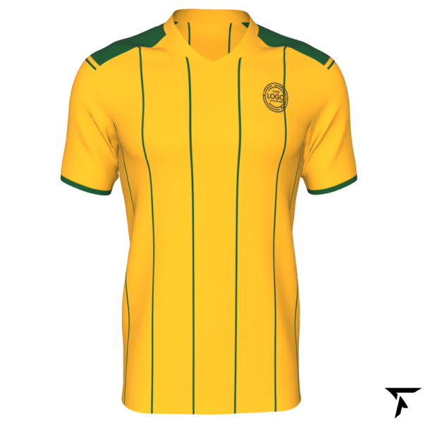 Customisable Soccer Jerseys - Yellow with Green Stripes