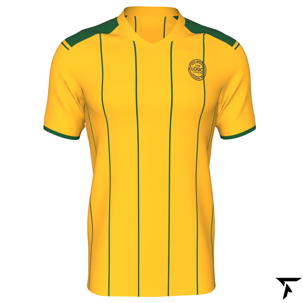 Customisable Soccer Jerseys - Yellow with Green Stripes