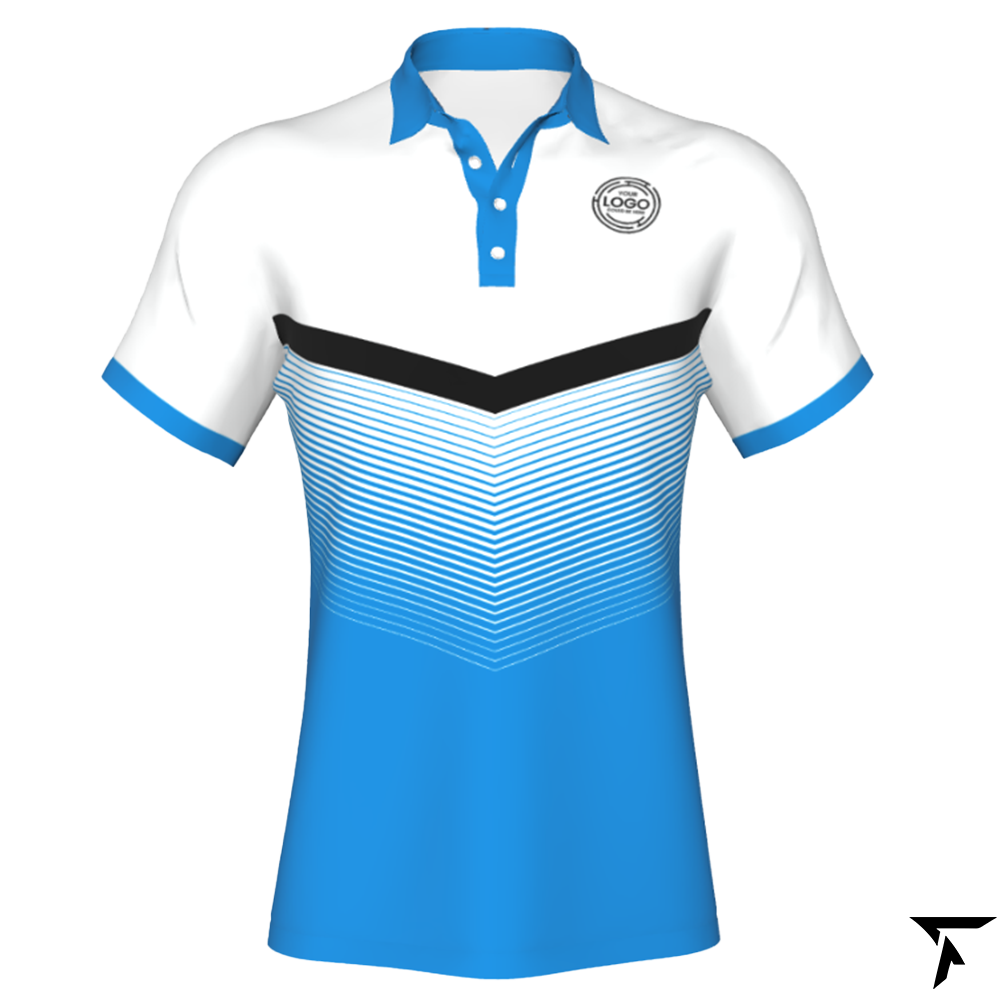 Customizable Polo Shirt - Blue, White and Black