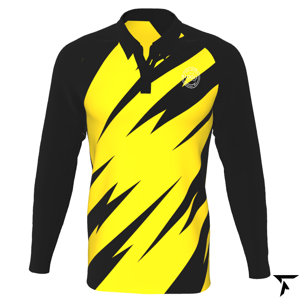 Long Sleeves Polo for Men - Black and Yellow