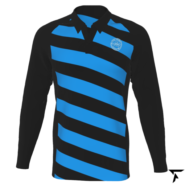 Long Sleeves Polo for Men - Black and Blue