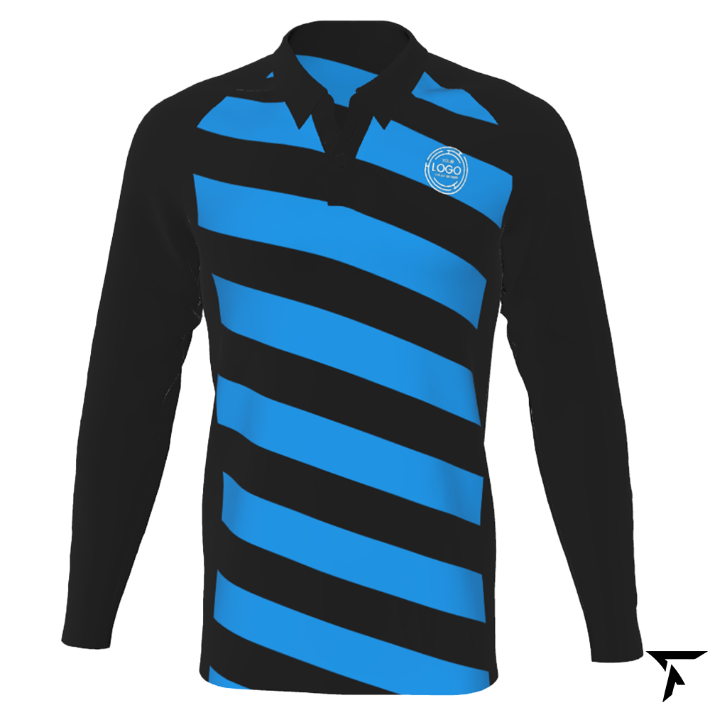 Long Sleeves Polo for Men - Black and Blue