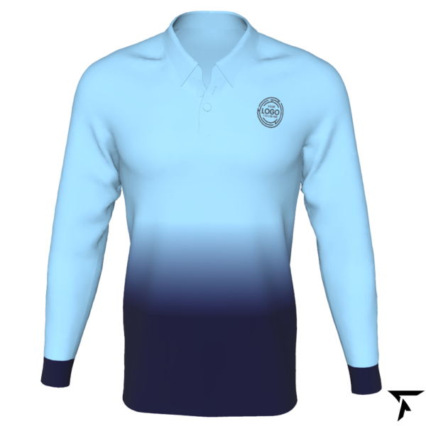 Long Sleeves Polo for Men - Light Blue and Dark Blue