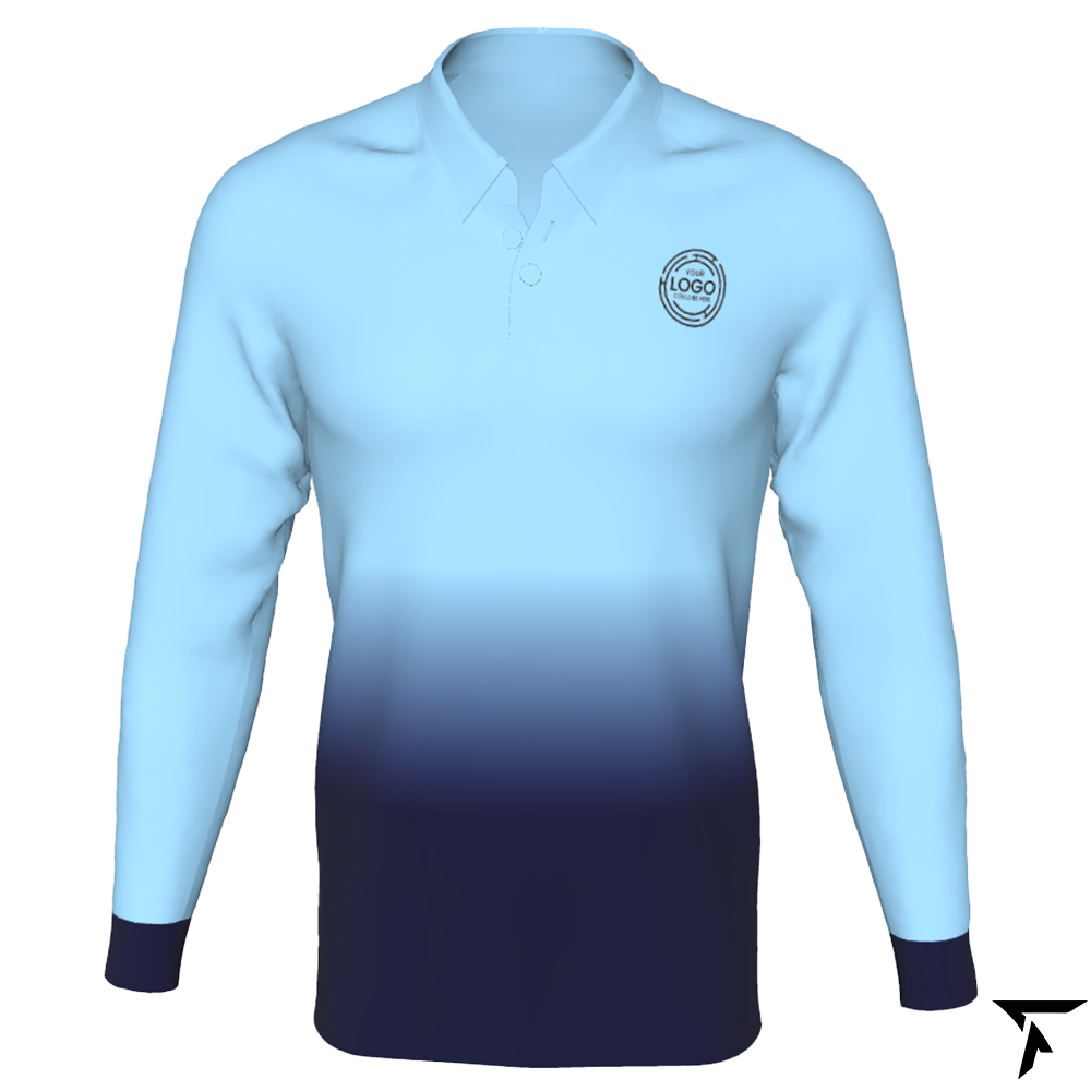 Long Sleeves Polo for Men - Light Blue and Dark Blue