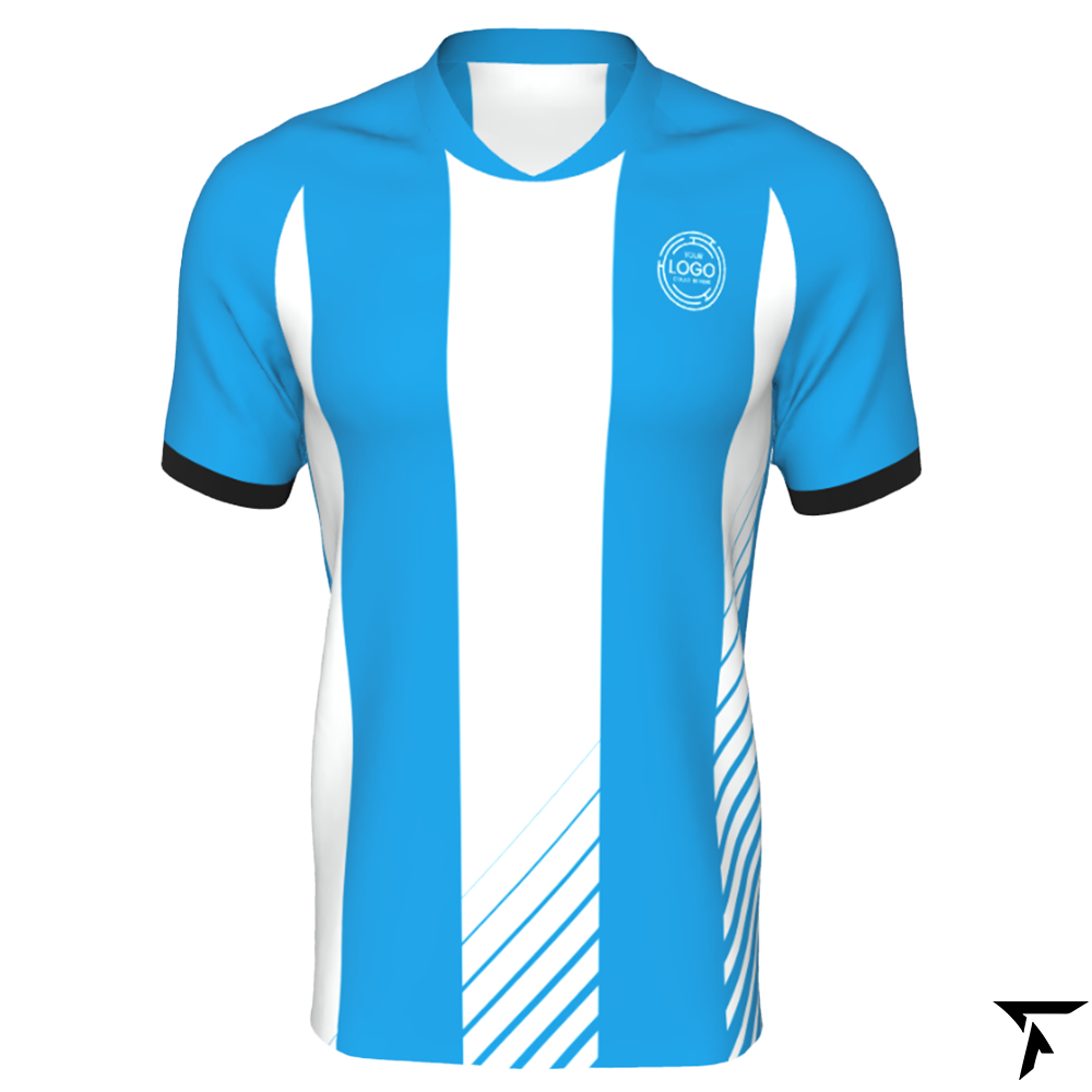 Rugby Shirt Short Sleeve - White and Blue