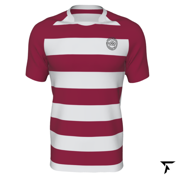 Rugby Union Jersey - Maroon and Off White