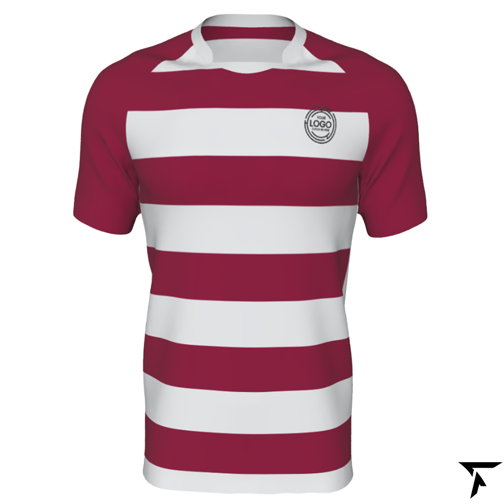 Rugby Union Jersey - Maroon and Off White