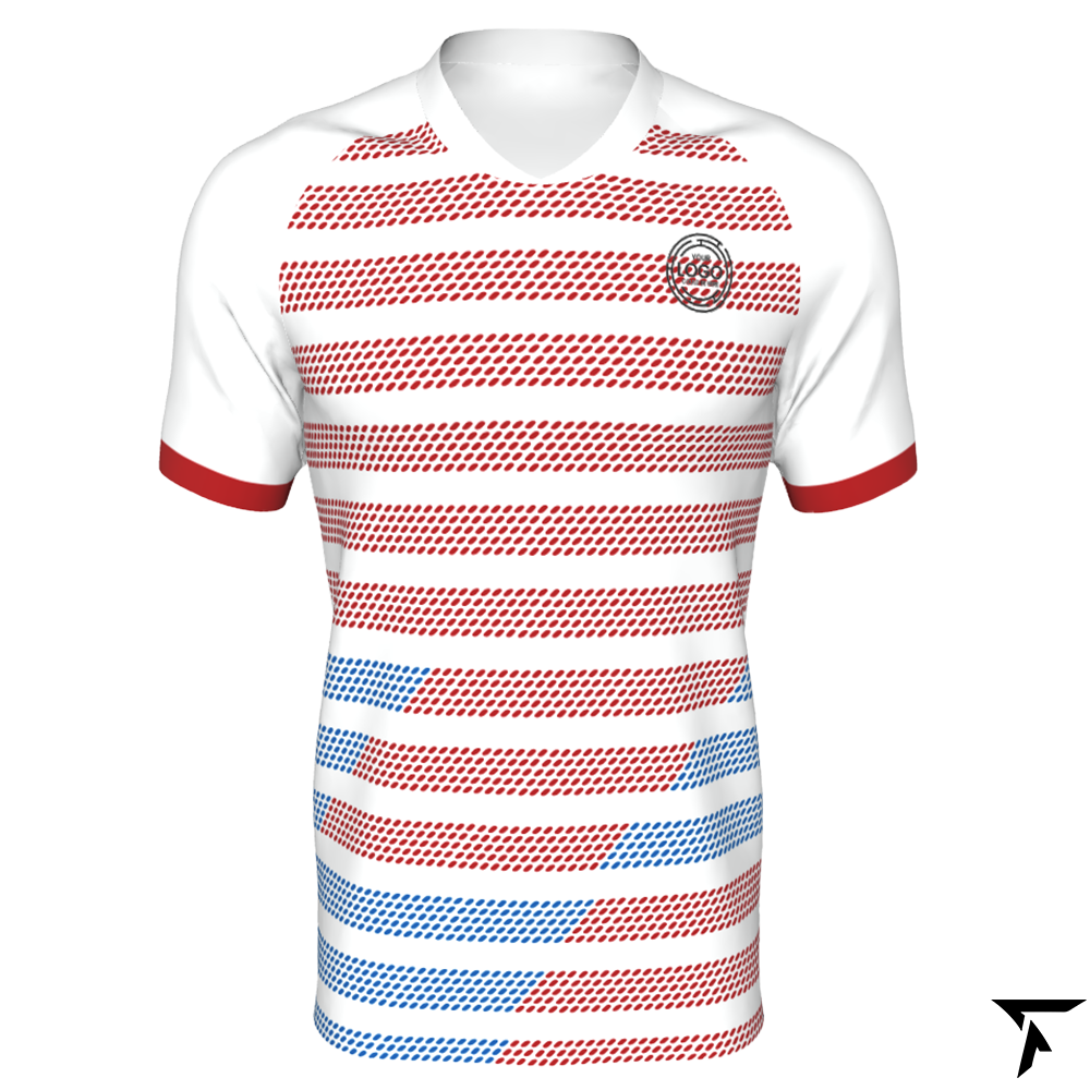 Soccer Jersey Women's - White and Red Stripes