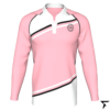 Women Long Sleeve Polo Shirt - Pink and White