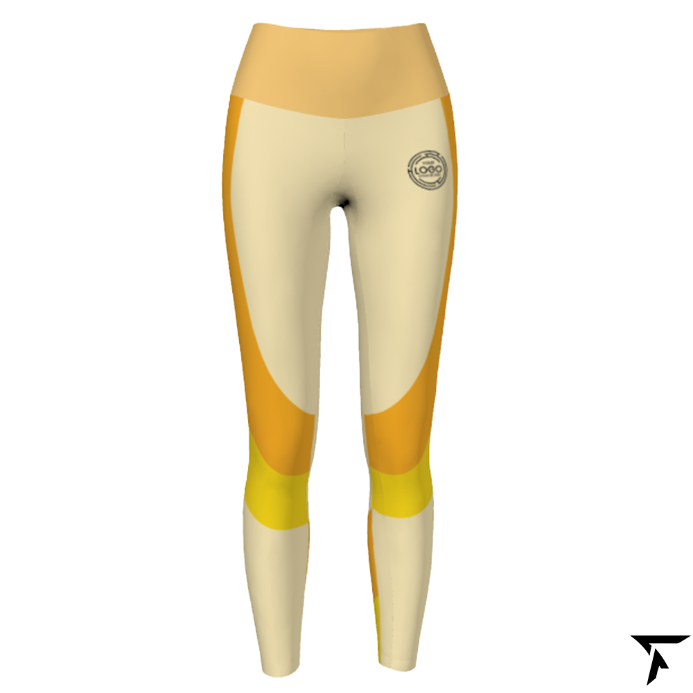 Women's Leggings - Beige and Orange