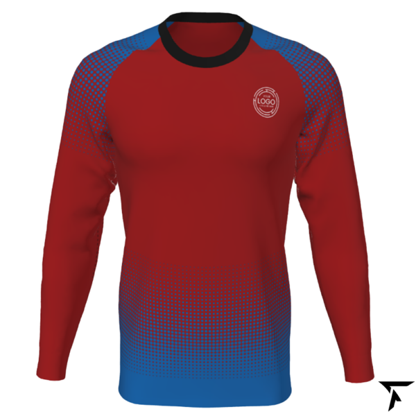 Men's Custom Soccer Long Sleeve Training Shirt - Red and Blue