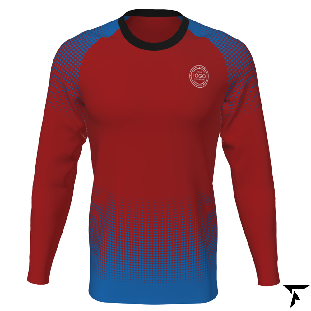 Men's Custom Soccer Long Sleeve Training Shirt - Red and Blue