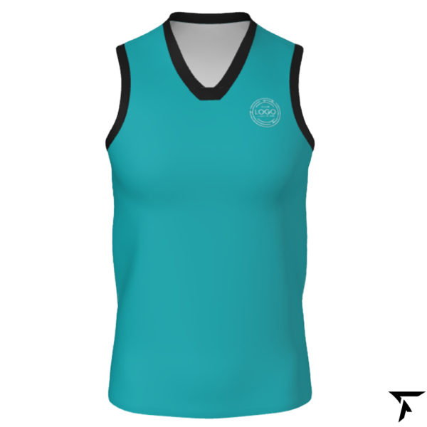 Youth Basketball Training Singlet - Blue Azure and Black