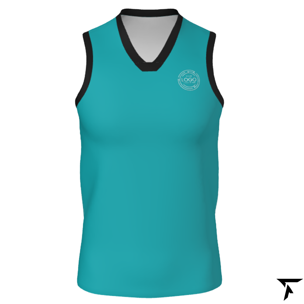 Youth Basketball Training Singlet - Blue Azure and Black